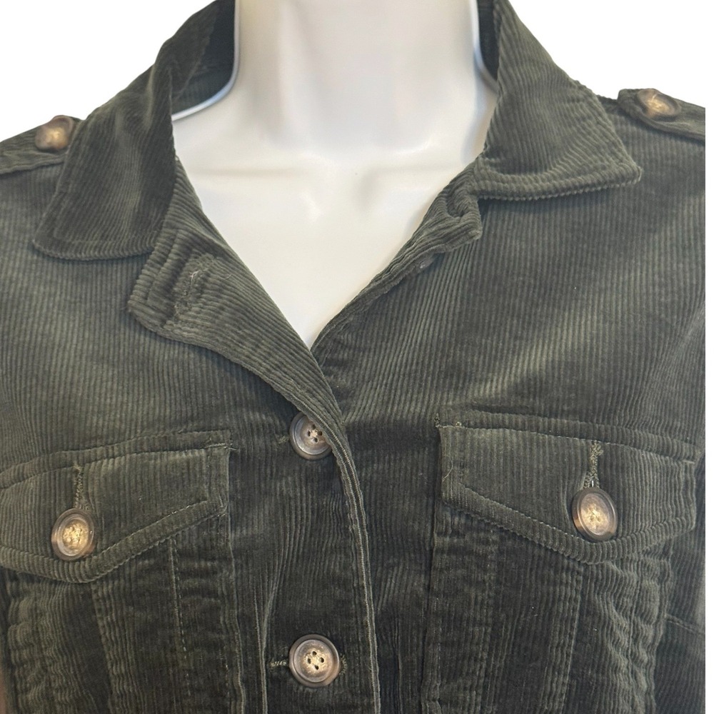 🆕 KUT FROM THE KLOTH Kyra Deep Olive Green Corduroy Utility Jacket NWOT Small - Picture 3 of 8